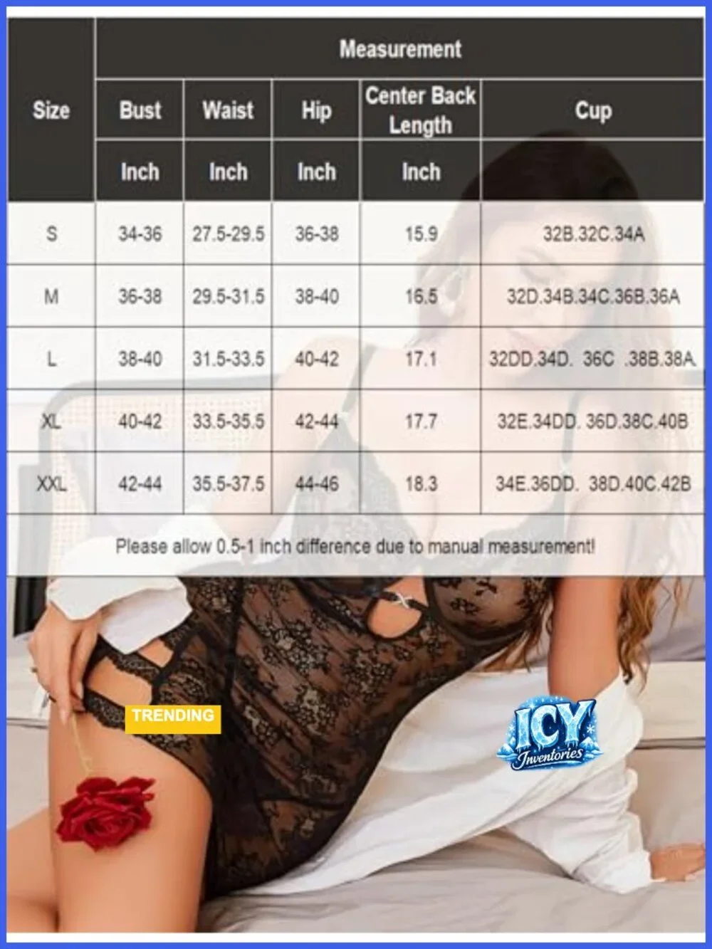 Sexy Mesh Babydoll with Underwire Push Up Bra Lace Chemise